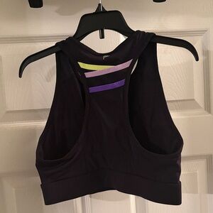 NWT Fabletics Women's Black Sports Bra with Colorful Straps